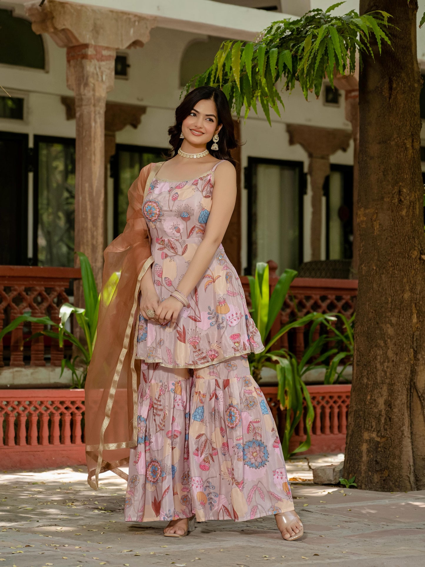 ✨ Presenting an Exclusive 3-Piece Set: Kurti, Palazzo & Dupatta ✨