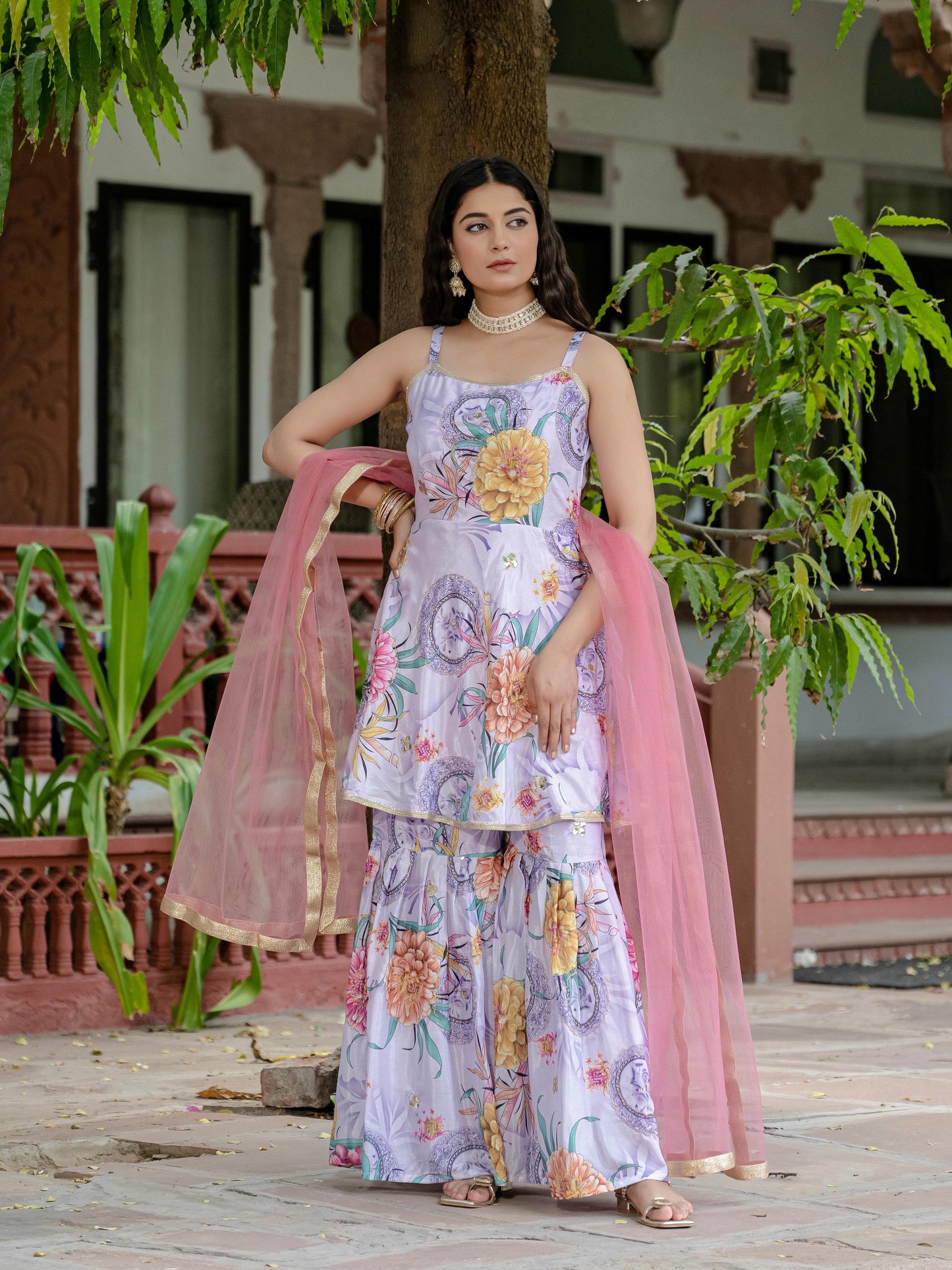 ✨ Presenting an Exclusive 3-Piece Set: Kurti, Palazzo & Dupatta ✨