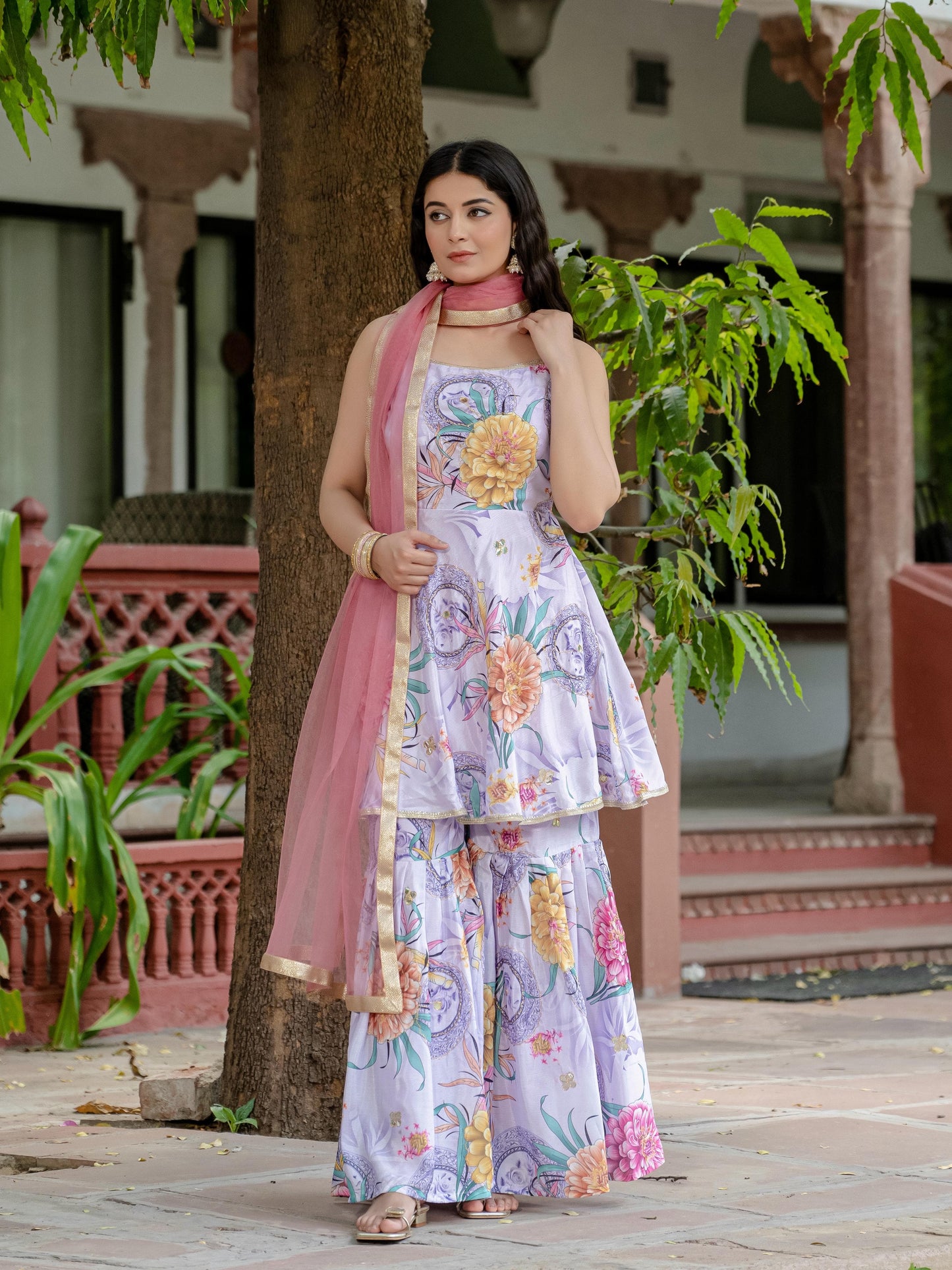 ✨ Presenting an Exclusive 3-Piece Set: Kurti, Palazzo & Dupatta ✨