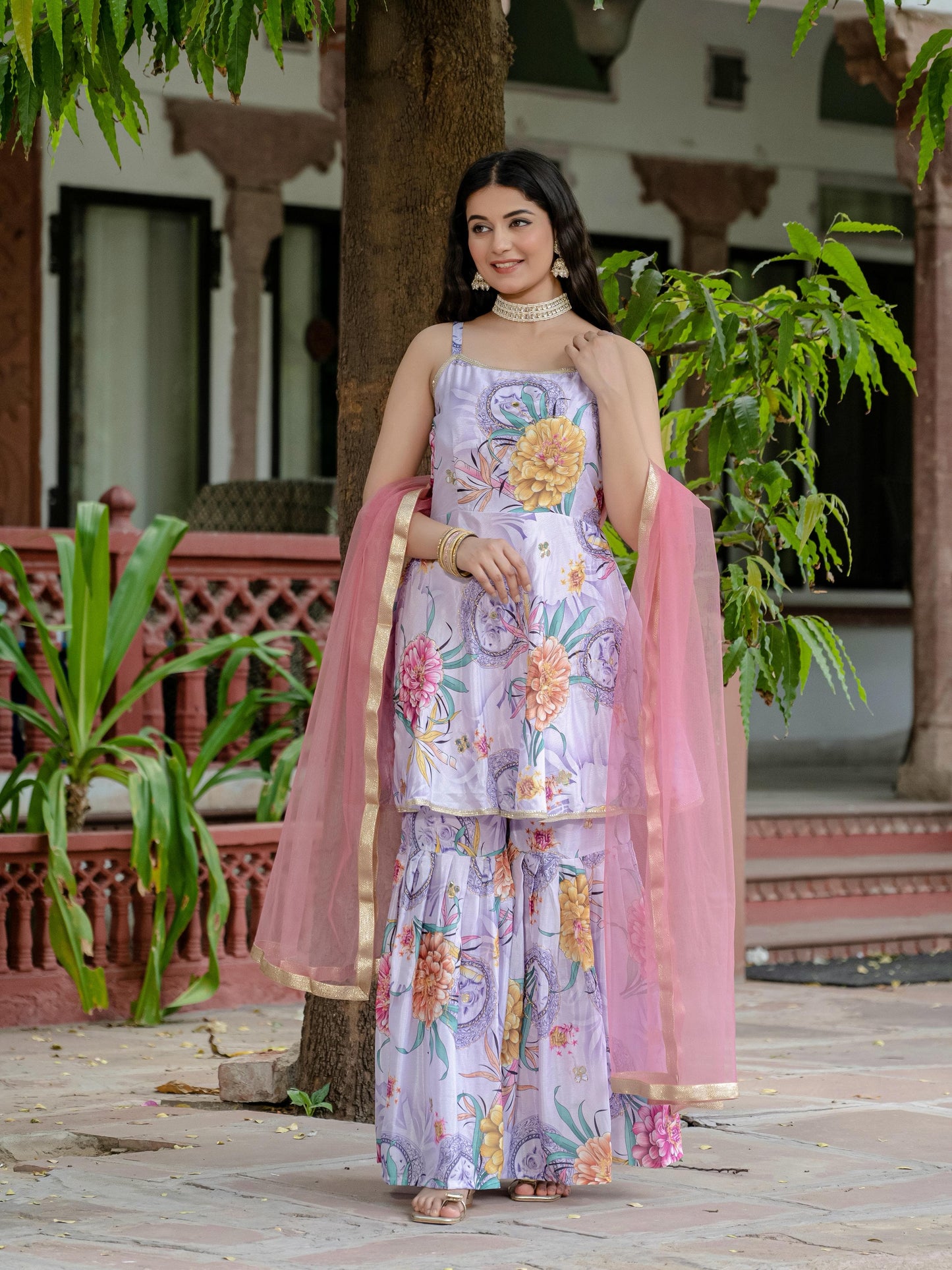 ✨ Presenting an Exclusive 3-Piece Set: Kurti, Palazzo & Dupatta ✨