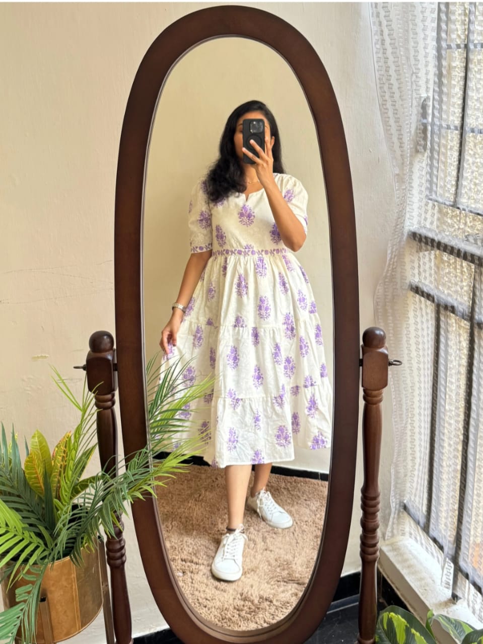 Beautiful ikkat print Cotton Full Flair Middy Gown