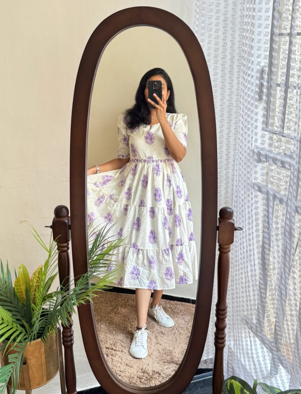 Beautiful ikkat print Cotton Full Flair Middy Gown