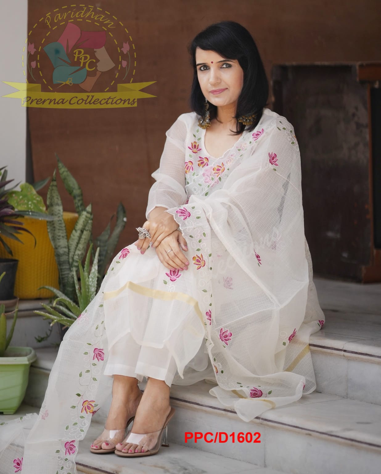 Premium Pastel Embroidered Kota Set | Kurti, Dupatta & Pants