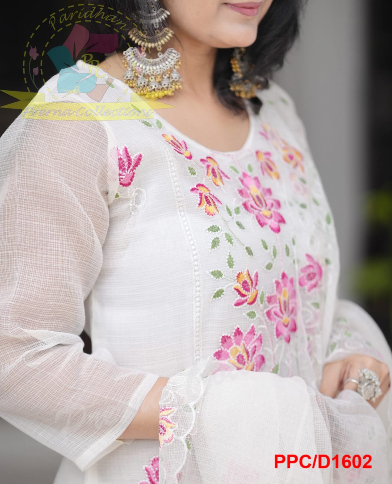 Premium Pastel Embroidered Kota Set | Kurti, Dupatta & Pants