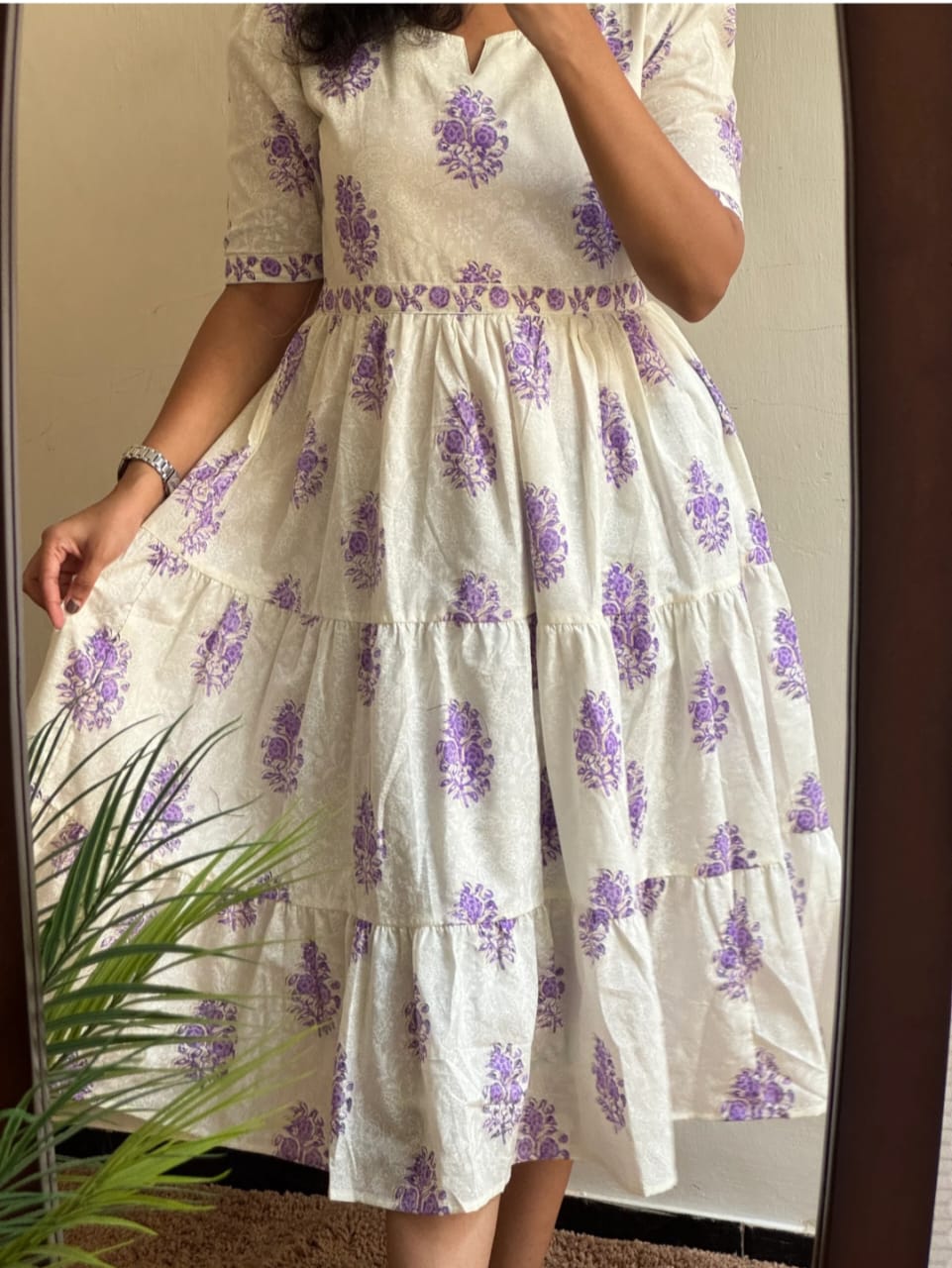 Beautiful ikkat print Cotton Full Flair Middy Gown