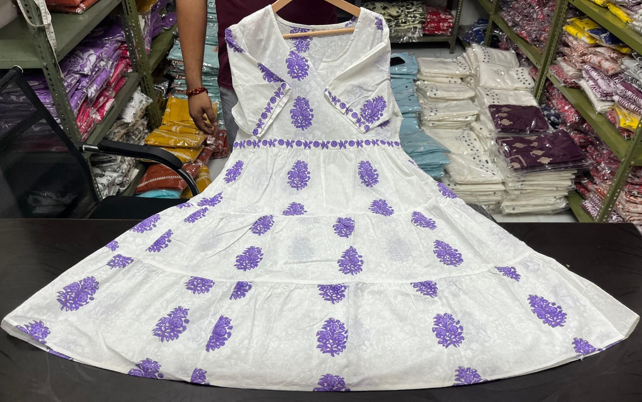 Beautiful ikkat print Cotton Full Flair Middy Gown