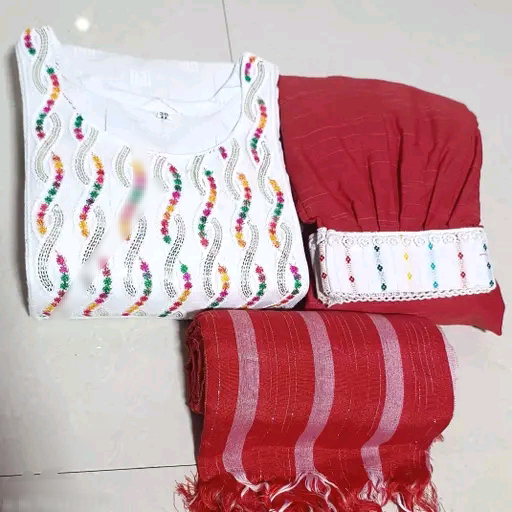 White Multicolor Embroidery Afghani Suit Afghani Salwar Dupatta Set Women & Girls
