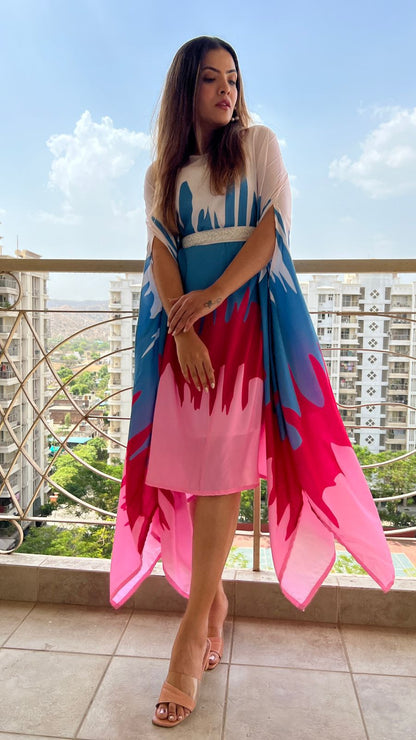 🌟 Trendy Multicolor Designer Cape Dress for Women 🌟