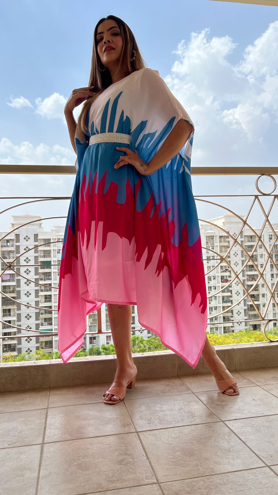🌟 Trendy Multicolor Designer Cape Dress for Women 🌟