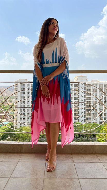 🌟 Trendy Multicolor Designer Cape Dress for Women 🌟