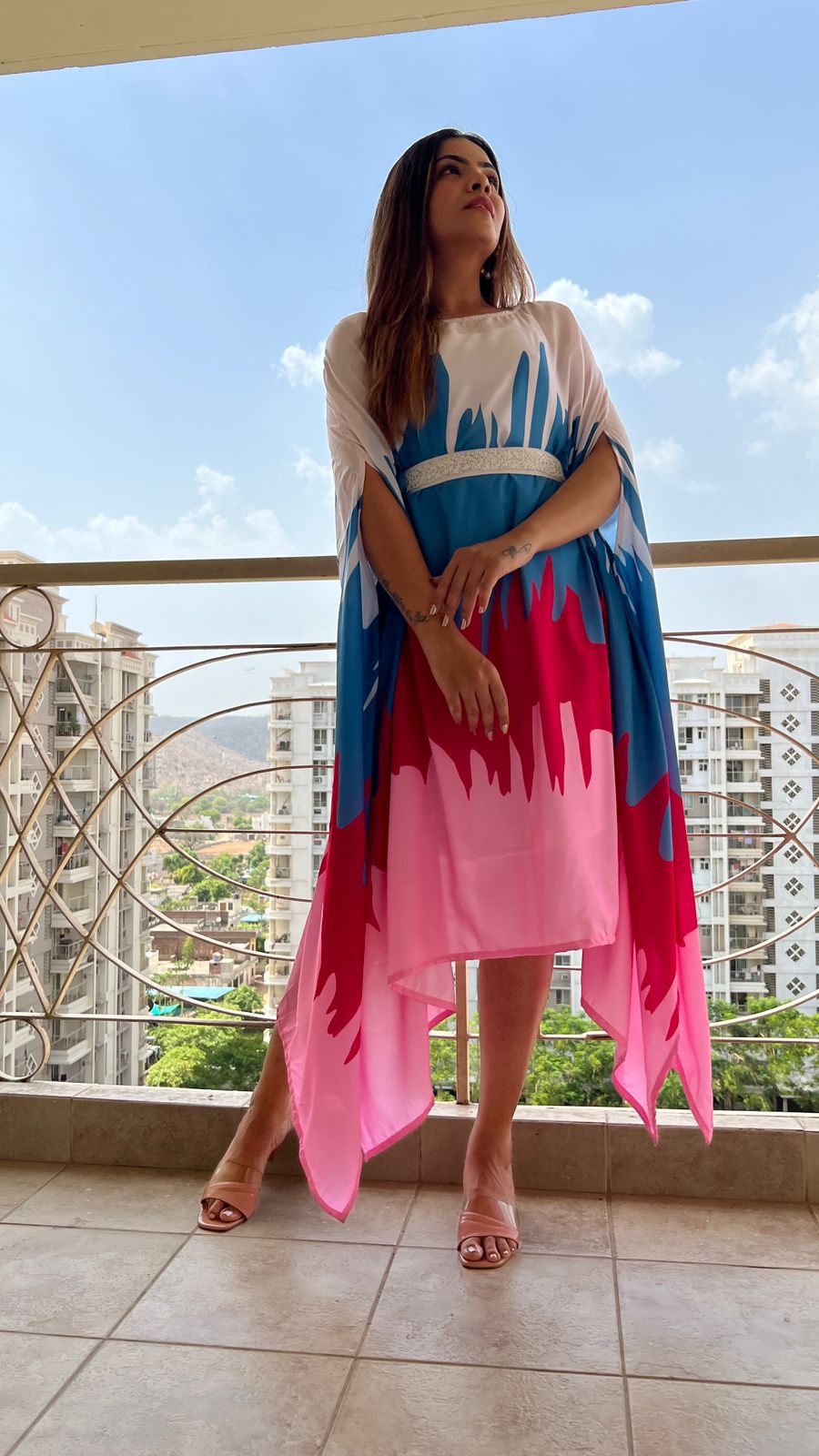 🌟 Trendy Multicolor Designer Cape Dress for Women 🌟