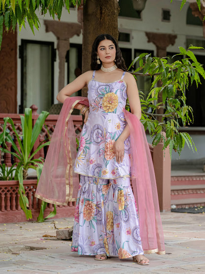 ✨ Presenting an Exclusive 3-Piece Set: Kurti, Palazzo & Dupatta ✨