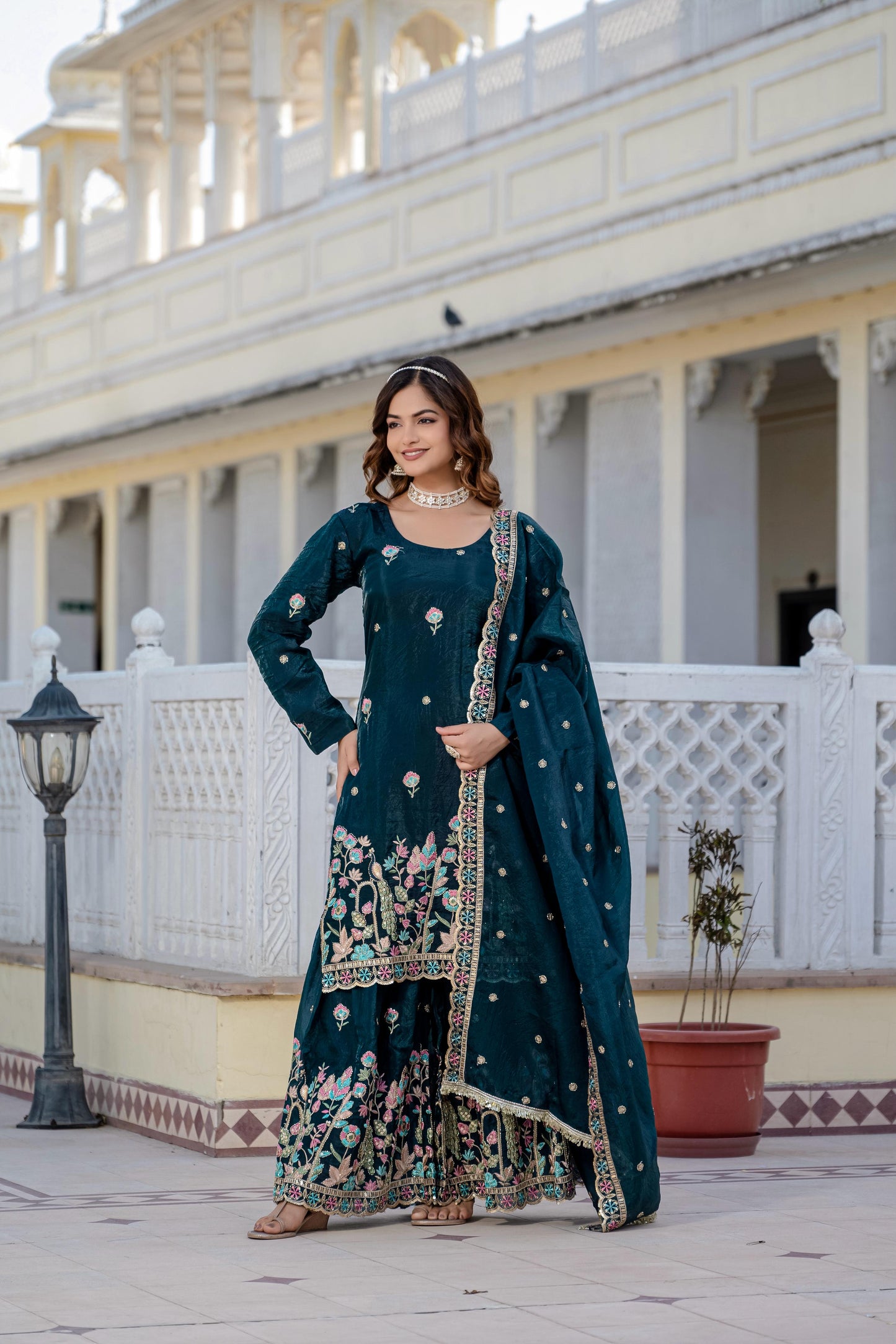 ✨ Exclusive 3-Piece Set: Kurti, Palazzo & Dupatta ✨