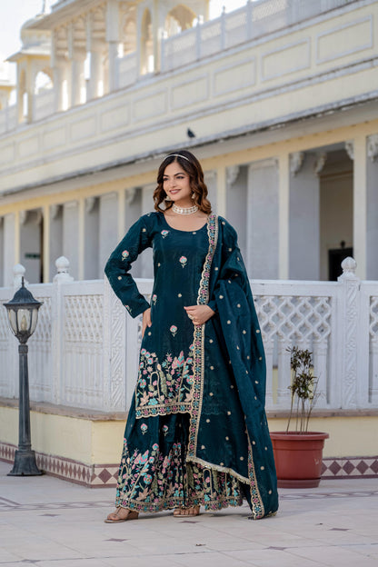 ✨ Exclusive 3-Piece Set: Kurti, Palazzo & Dupatta ✨