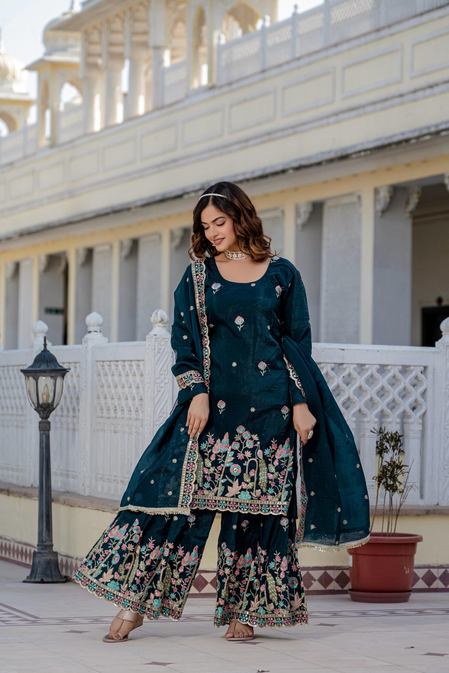 ✨ Exclusive 3-Piece Set: Kurti, Palazzo & Dupatta ✨