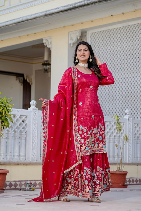 ✨ Exclusive 3-Piece Set: Kurti, Palazzo & Dupatta ✨