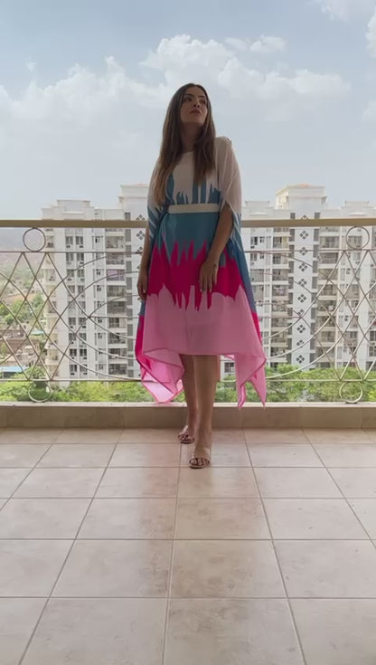 🌟 Trendy Multicolor Designer Cape Dress for Women 🌟