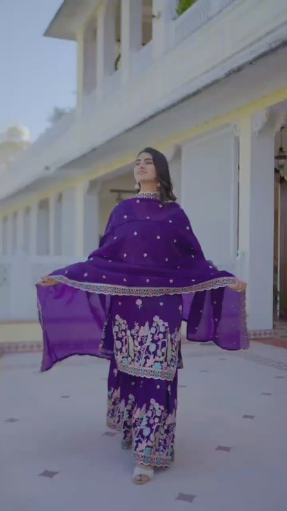 ✨ Exclusive 3-Piece Set: Kurti, Palazzo & Dupatta ✨